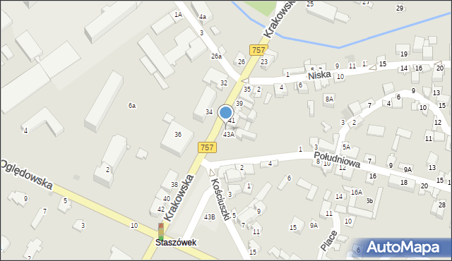 Staszów, Krakowska, 45, mapa Staszów