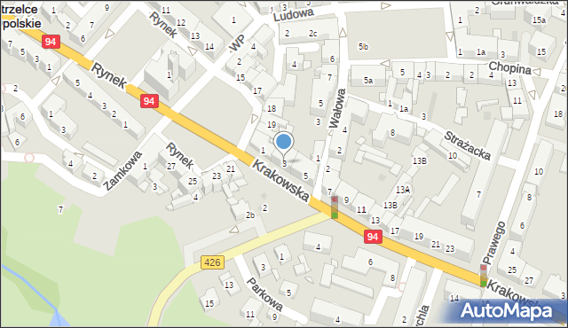 Strzelce Opolskie, Krakowska, 3, mapa Strzelce Opolskie