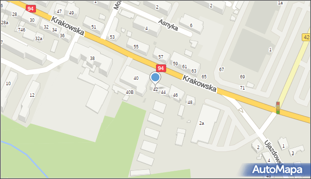 Strzelce Opolskie, Krakowska, 42, mapa Strzelce Opolskie