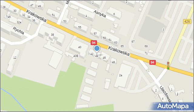 Strzelce Opolskie, Krakowska, 44, mapa Strzelce Opolskie