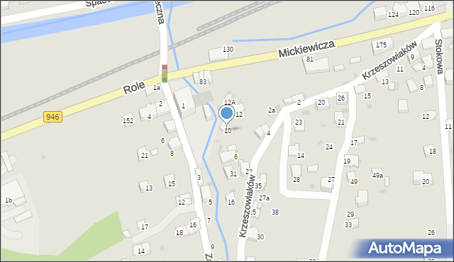 Sucha Beskidzka, Krzeszowiaków, 10, mapa Sucha Beskidzka