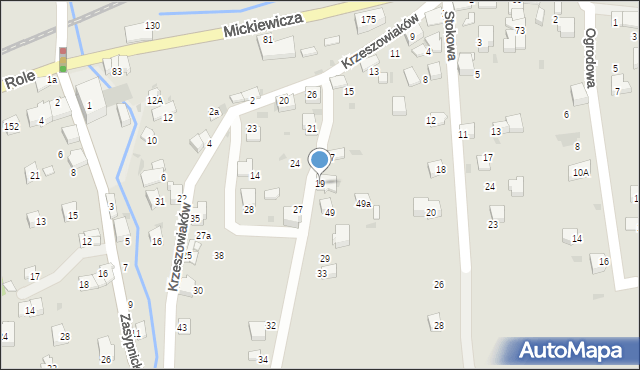 Sucha Beskidzka, Krzeszowiaków, 19, mapa Sucha Beskidzka