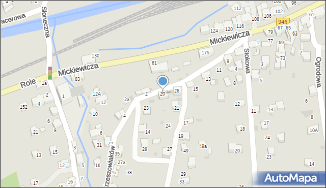 Sucha Beskidzka, Krzeszowiaków, 20, mapa Sucha Beskidzka