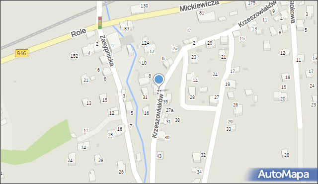 Sucha Beskidzka, Krzeszowiaków, 22, mapa Sucha Beskidzka