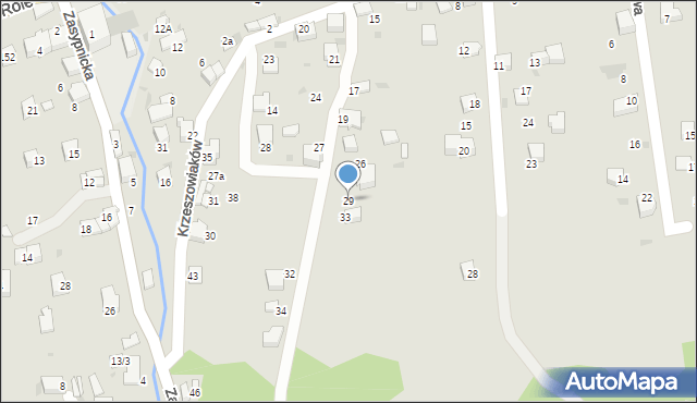 Sucha Beskidzka, Krzeszowiaków, 29, mapa Sucha Beskidzka