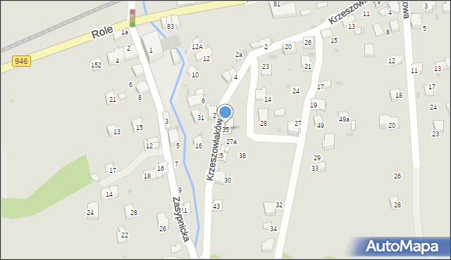 Sucha Beskidzka, Krzeszowiaków, 35, mapa Sucha Beskidzka