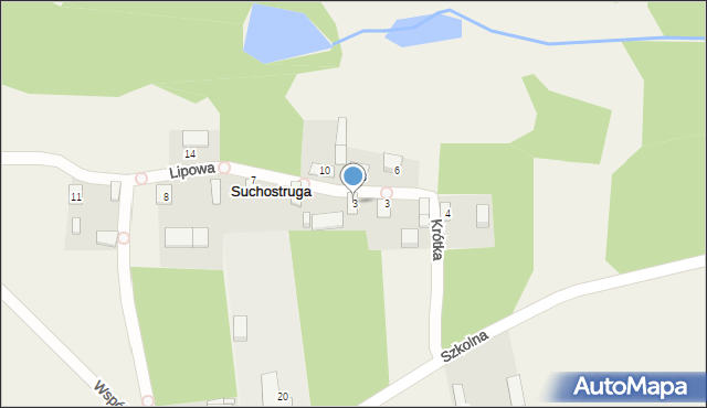 Suchostruga, Krótka, 3, mapa Suchostruga