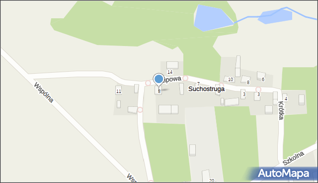 Suchostruga, Krótka, 8, mapa Suchostruga