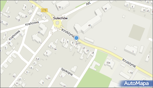 Sulechów, Kruszyna, 10, mapa Sulechów