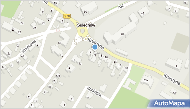 Sulechów, Kruszyna, 6, mapa Sulechów