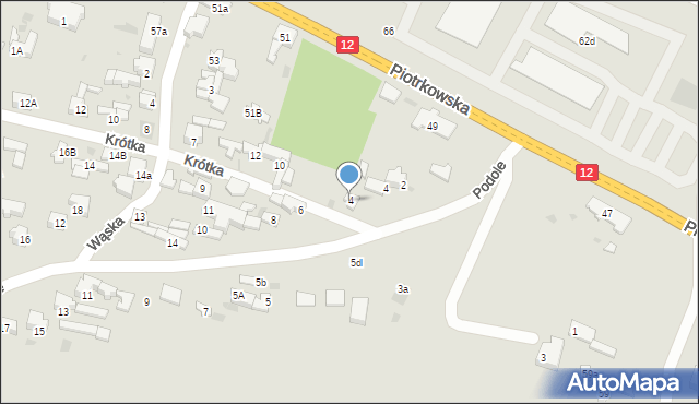 Sulejów, Krótka, 4, mapa Sulejów