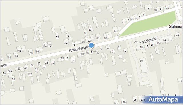 Sulmierzyce, Krasickiego, 8, mapa Sulmierzyce