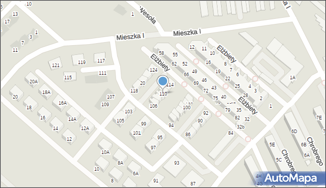 Świebodzice, Królowej Elżbiety, 110, mapa Świebodzice