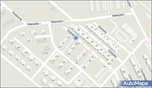 Świebodzice, Królowej Elżbiety, 114, mapa Świebodzice