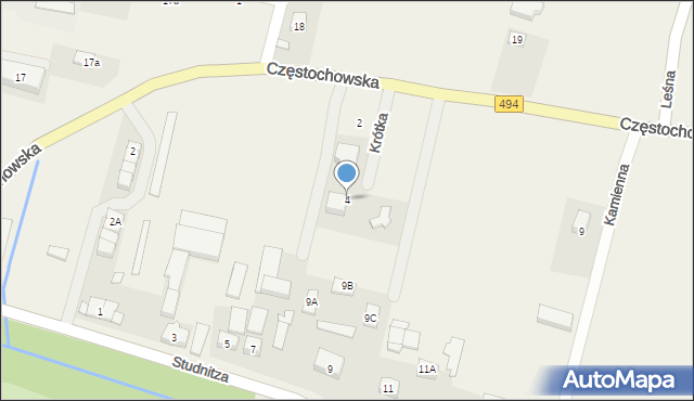 Świercze, Krótka, 4, mapa Świercze