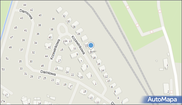 Szczecin, Krzewinkowa, 20, mapa Szczecina