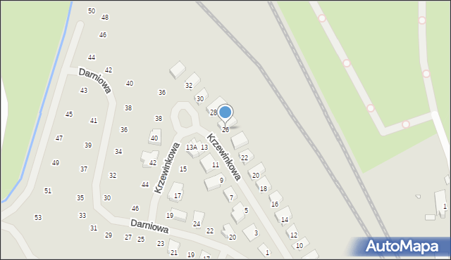 Szczecin, Krzewinkowa, 26, mapa Szczecina