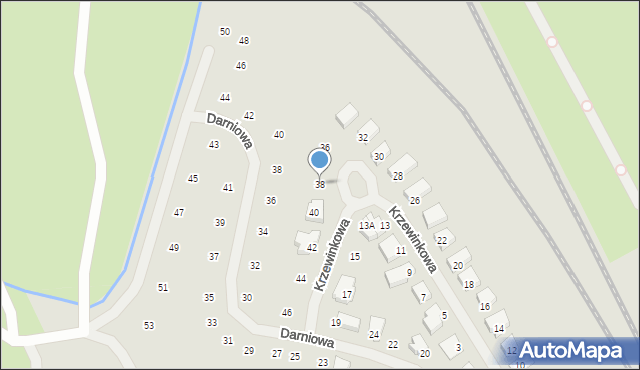 Szczecin, Krzewinkowa, 38, mapa Szczecina