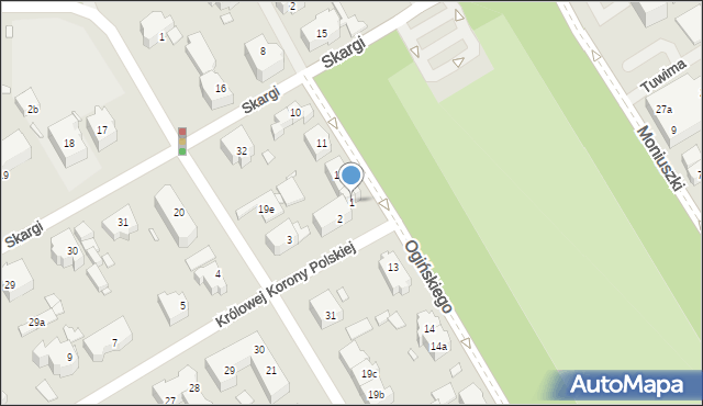 Szczecin, Królowej Korony Polskiej, 1, mapa Szczecina