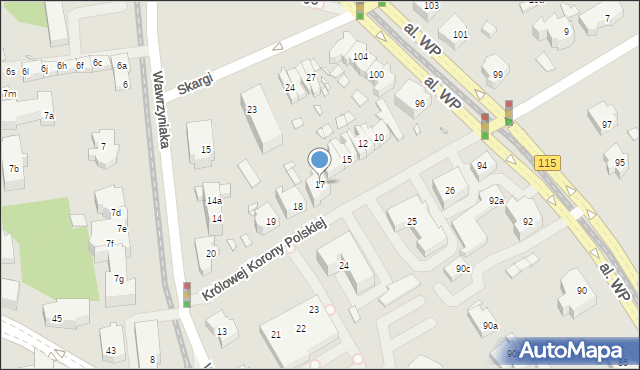 Szczecin, Królowej Korony Polskiej, 17, mapa Szczecina