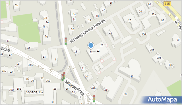 Szczecin, Królowej Korony Polskiej, 21, mapa Szczecina