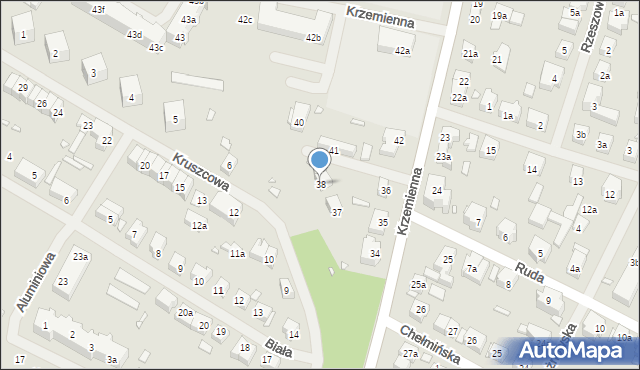 Szczecin, Krzemienna, 38, mapa Szczecina