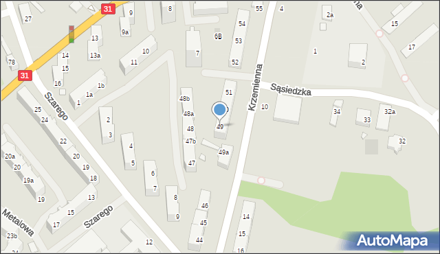 Szczecin, Krzemienna, 49, mapa Szczecina