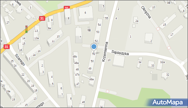 Szczecin, Krzemienna, 51, mapa Szczecina