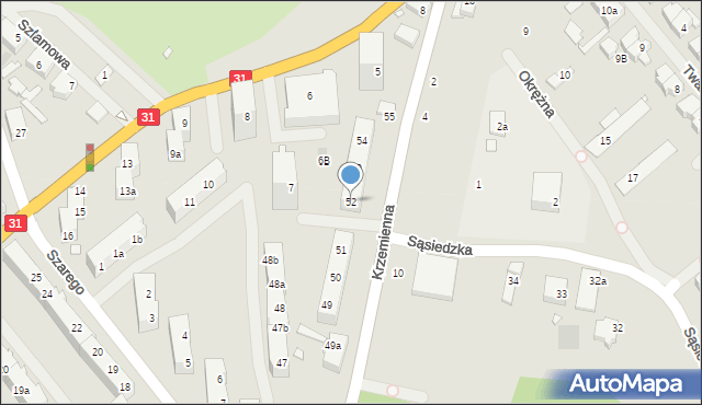 Szczecin, Krzemienna, 52, mapa Szczecina