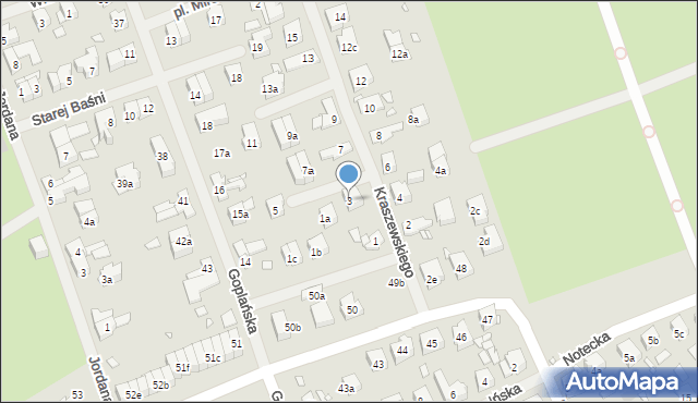 Szczecin, Kraszewskiego Józefa Ignacego, 3, mapa Szczecina