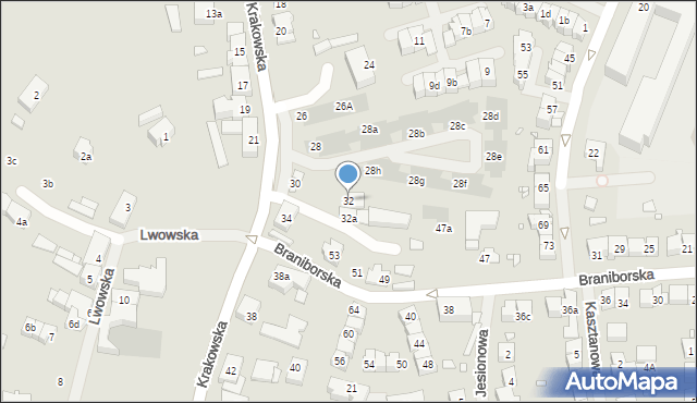 Szczecin, Krakowska, 32, mapa Szczecina