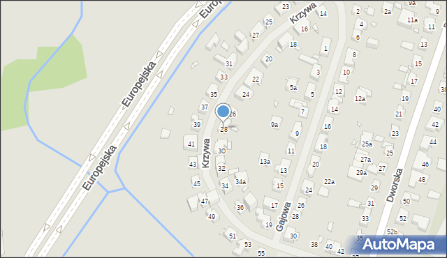 Szczecin, Krzywa, 28, mapa Szczecina