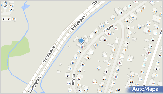 Szczecin, Krzywa, 31, mapa Szczecina