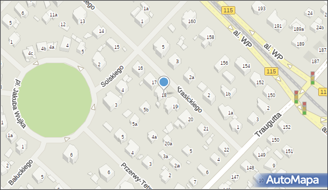 Szczecin, Krasickiego Ignacego, bp., 18, mapa Szczecina