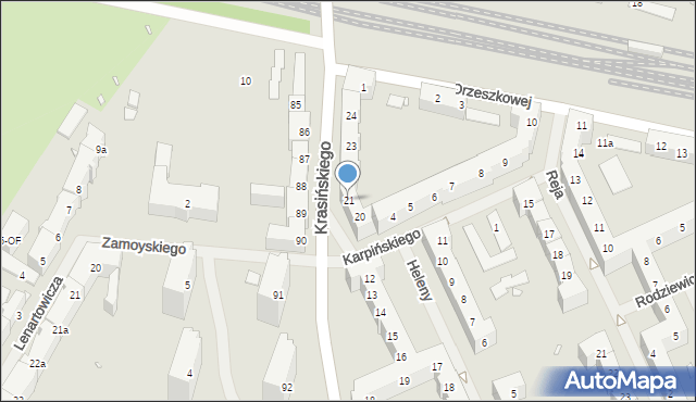 Szczecin, Krasińskiego Zygmunta, 21, mapa Szczecina