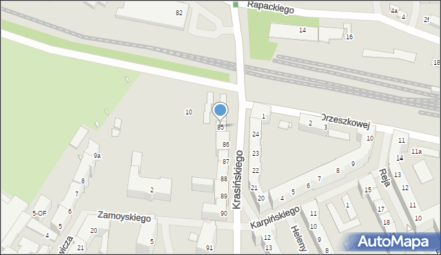 Szczecin, Krasińskiego Zygmunta, 85, mapa Szczecina