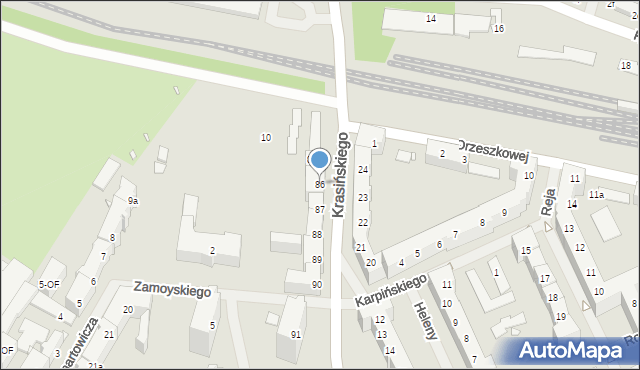 Szczecin, Krasińskiego Zygmunta, 86, mapa Szczecina