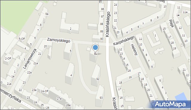 Szczecin, Krasińskiego Zygmunta, 91A, mapa Szczecina