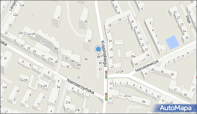 Szczecin, Krasińskiego Zygmunta, 95, mapa Szczecina