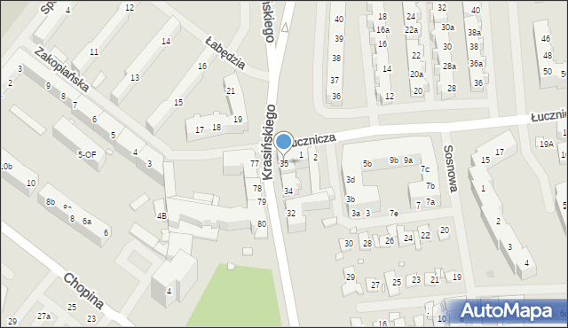 Szczecin, Krasińskiego Zygmunta, 35, mapa Szczecina