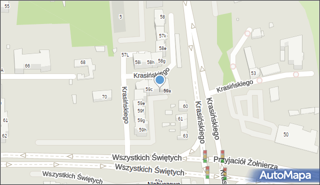 Szczecin, Krasińskiego Zygmunta, 59b, mapa Szczecina