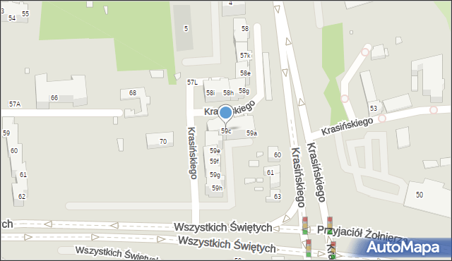 Szczecin, Krasińskiego Zygmunta, 59c, mapa Szczecina