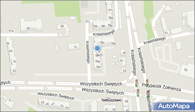 Szczecin, Krasińskiego Zygmunta, 59f, mapa Szczecina