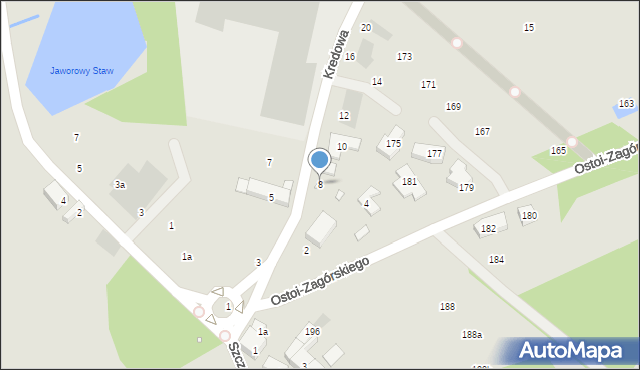 Szczecin, Kredowa, 8, mapa Szczecina