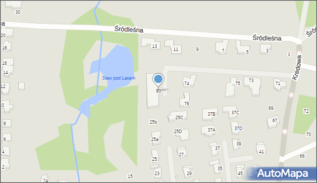 Szczecin, Kredowa, 83, mapa Szczecina