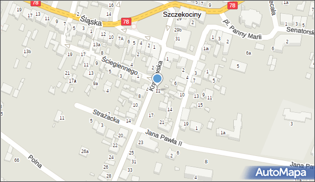 Szczekociny, Krakowska, 11, mapa Szczekociny