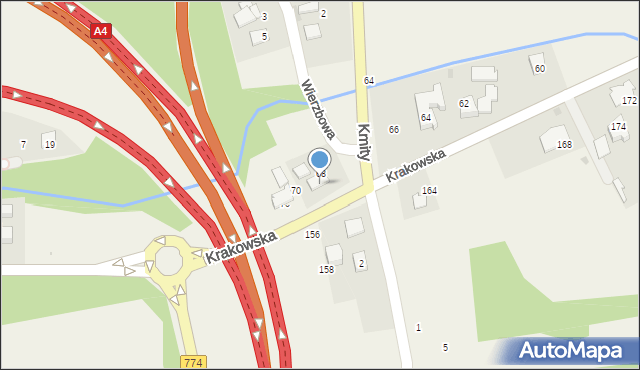 Szczyglice, Krakowska, 68, mapa Szczyglice