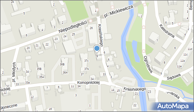 Szprotawa, Krasińskiego, 9, mapa Szprotawa