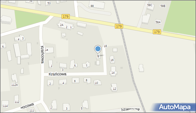 Szydłowo, Krańcowa, 9, mapa Szydłowo