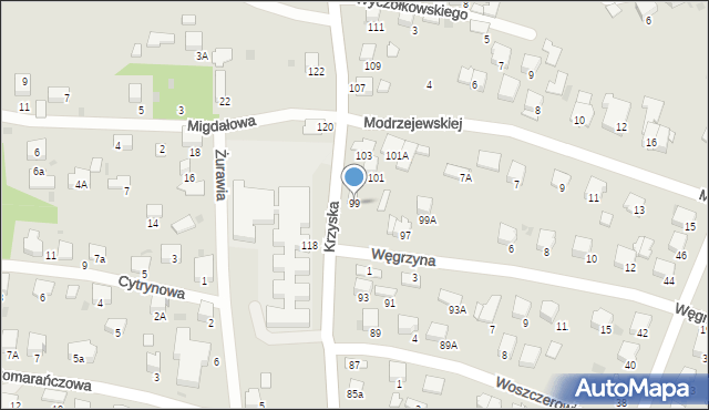 Tarnów, Krzyska, 99, mapa Tarnów